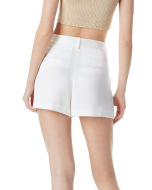 White Conry Pleated Cuff Shorts