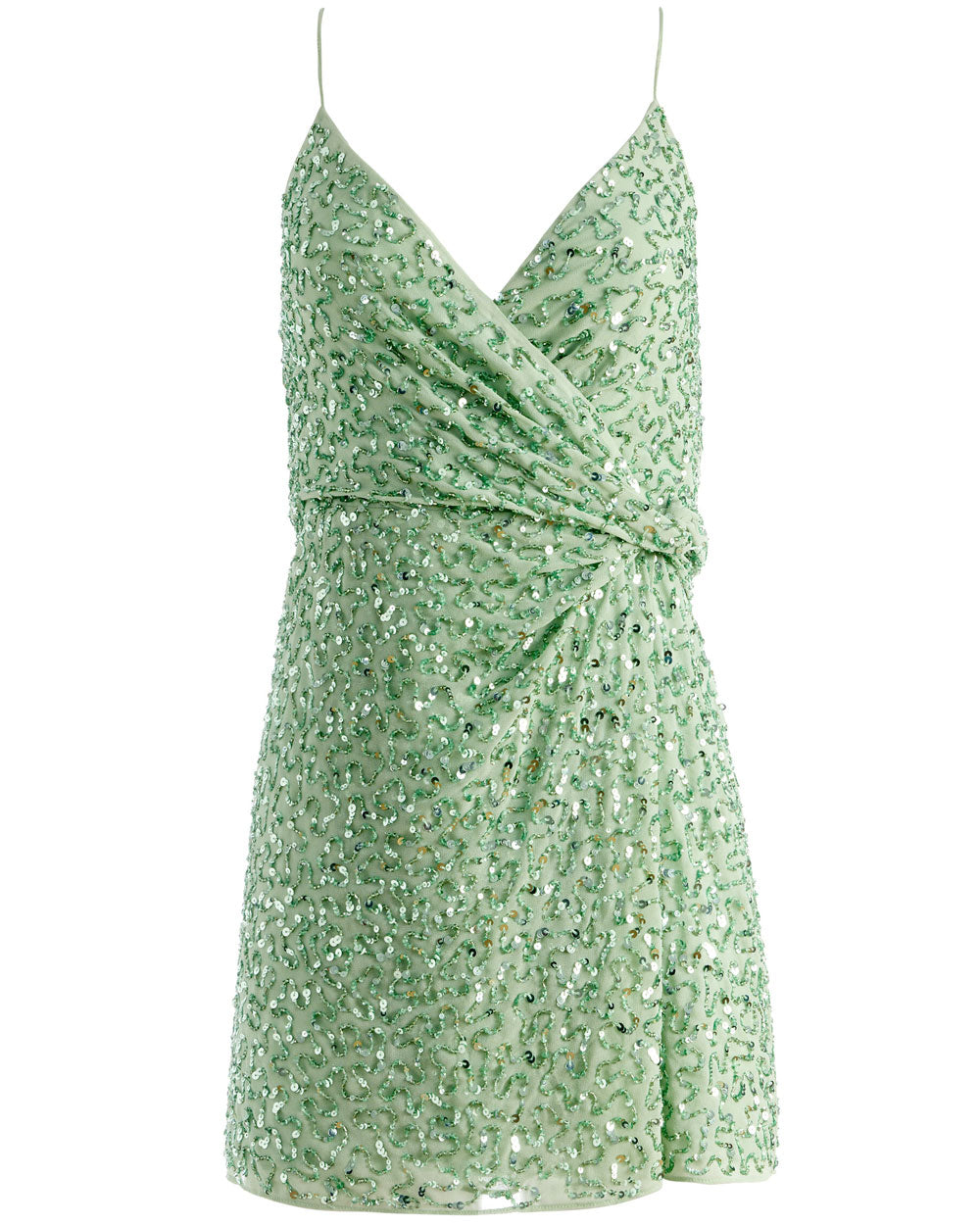 Light Sage Embellished Celestine Mini Dress
