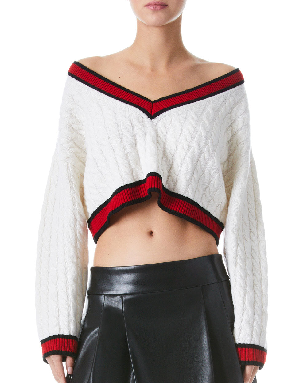 Soft White and Perfect Ruby Ayden Cropped Pullover