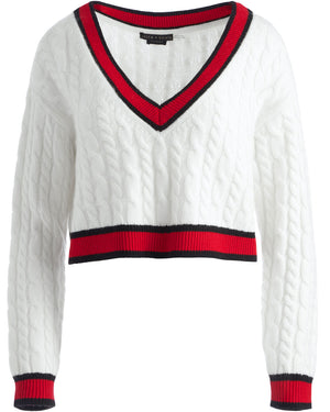 Soft White and Perfect Ruby Ayden Cropped Pullover