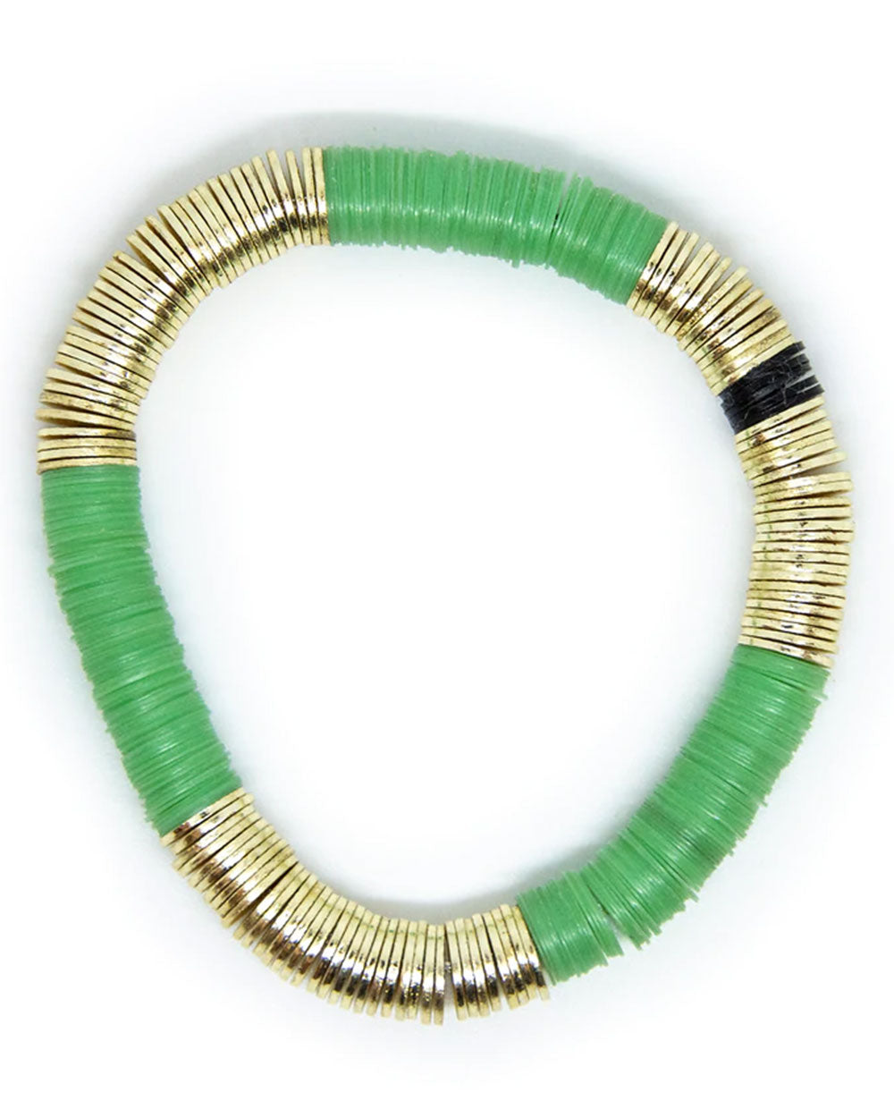 14k Gold and Jade Green Vinyl Stretch Bracelet
