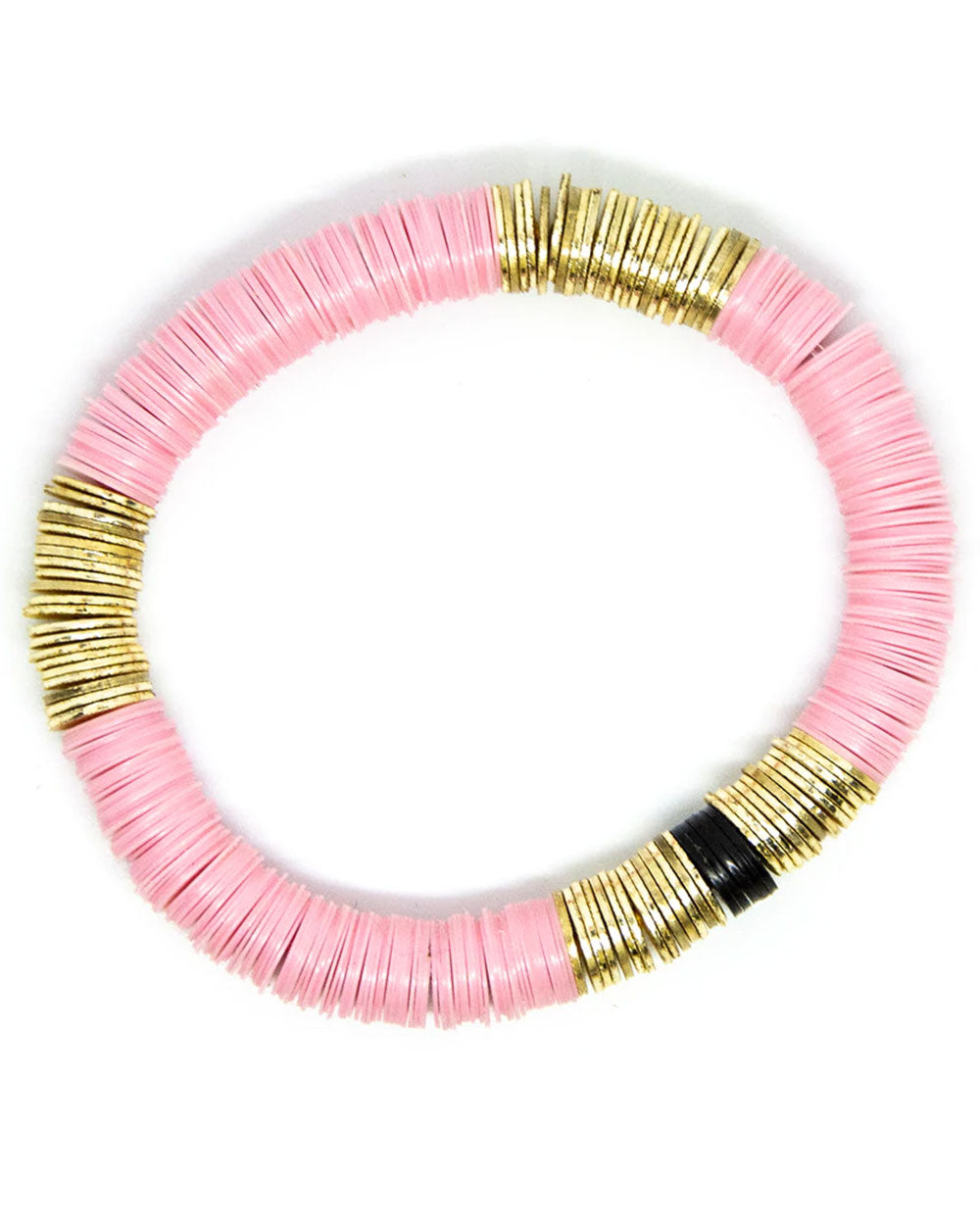 14k Gold and Light Pink Vinyl Stretch Bracelet