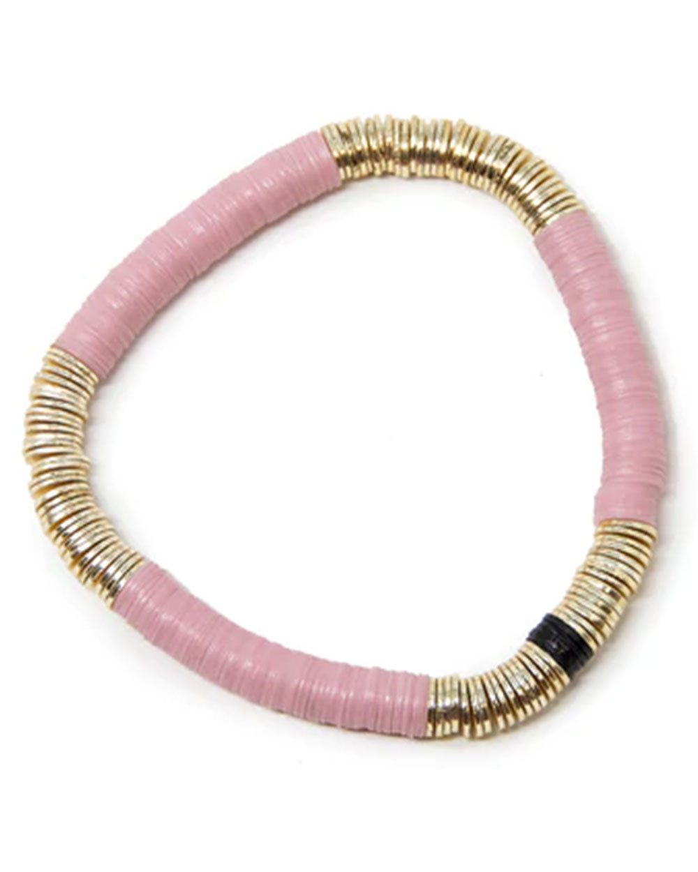 14k Gold and Light Pink Vinyl Stretch Bracelet