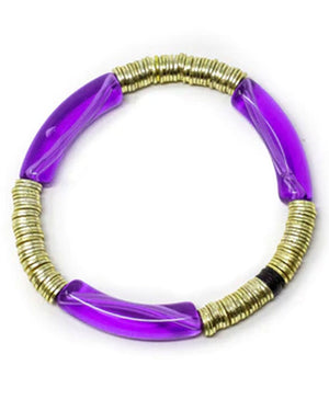 14k Gold and Purple Amethyst Zo Stretch Bracelet