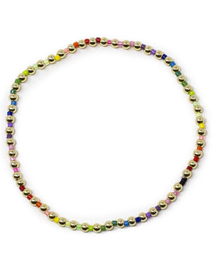14k Gold and Rainbow Dottie Stretch Bracelet