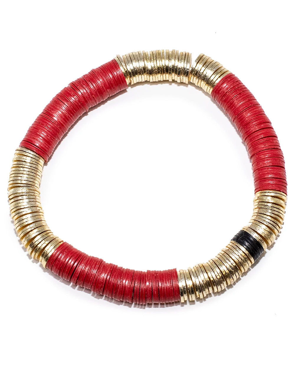 14k Gold and Red Vinyl Stretch Bracelet
