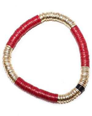 14k Gold and Red Vinyl Stretch Bracelet