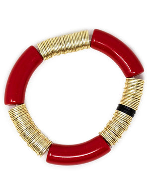 14k Gold and Red Zo Stretch Bracelet