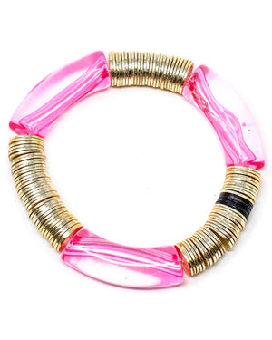 14k Gold and Rosie Pink Zo Stretch Bracelet