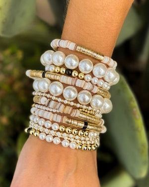 Chasing Pearl and Gold Dottie Stretch Bracelet