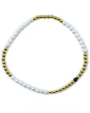 Pearl and Gold Dottie Stretch Bracelet