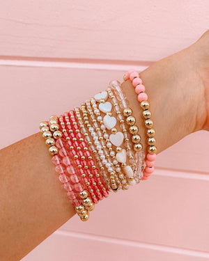 Pink Chasing Acrylic Dottie Stretch Bracelet