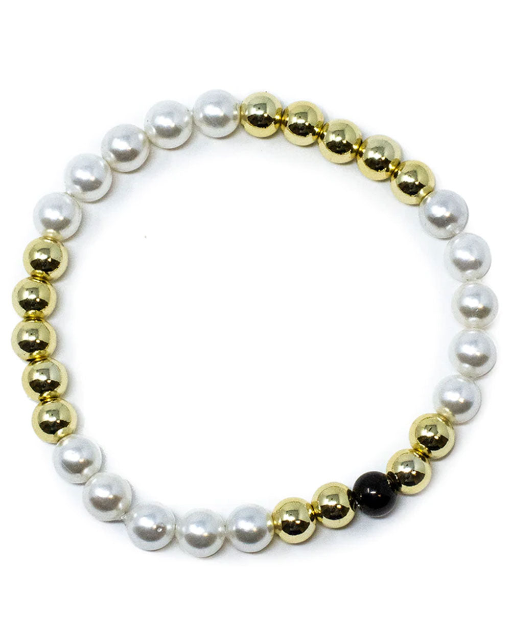 Pearl and Gold Dottie Stretch Bracelet