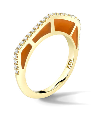 Diamond and Cognac Enamel Cobra Ring
