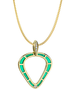 Diamond and Green Enamel Cobra Pendant Necklace