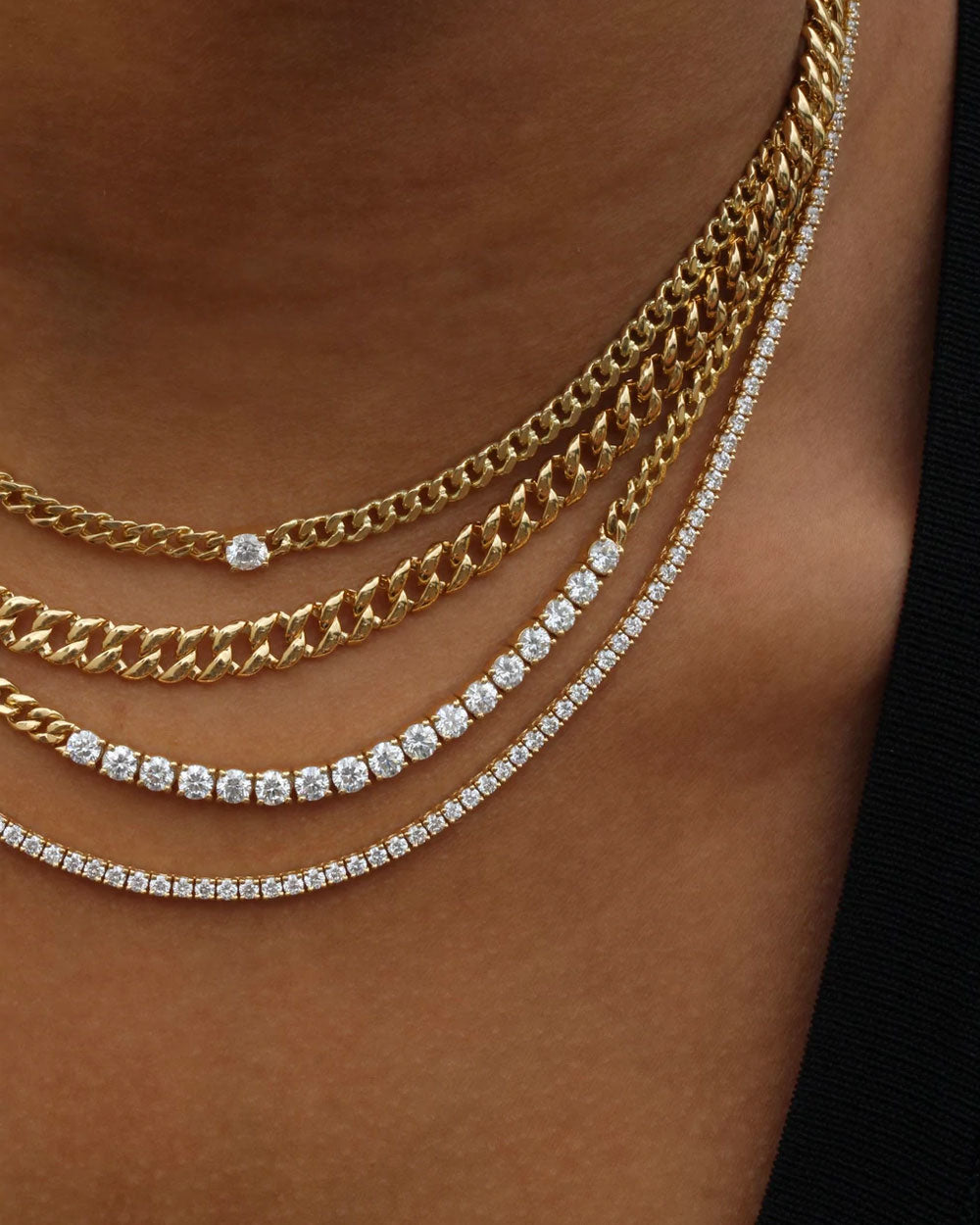 Cuban Link Necklace with Diamond Center
