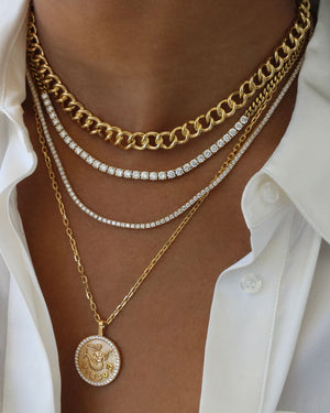Cuban Link and Short Line Diamond Necklace