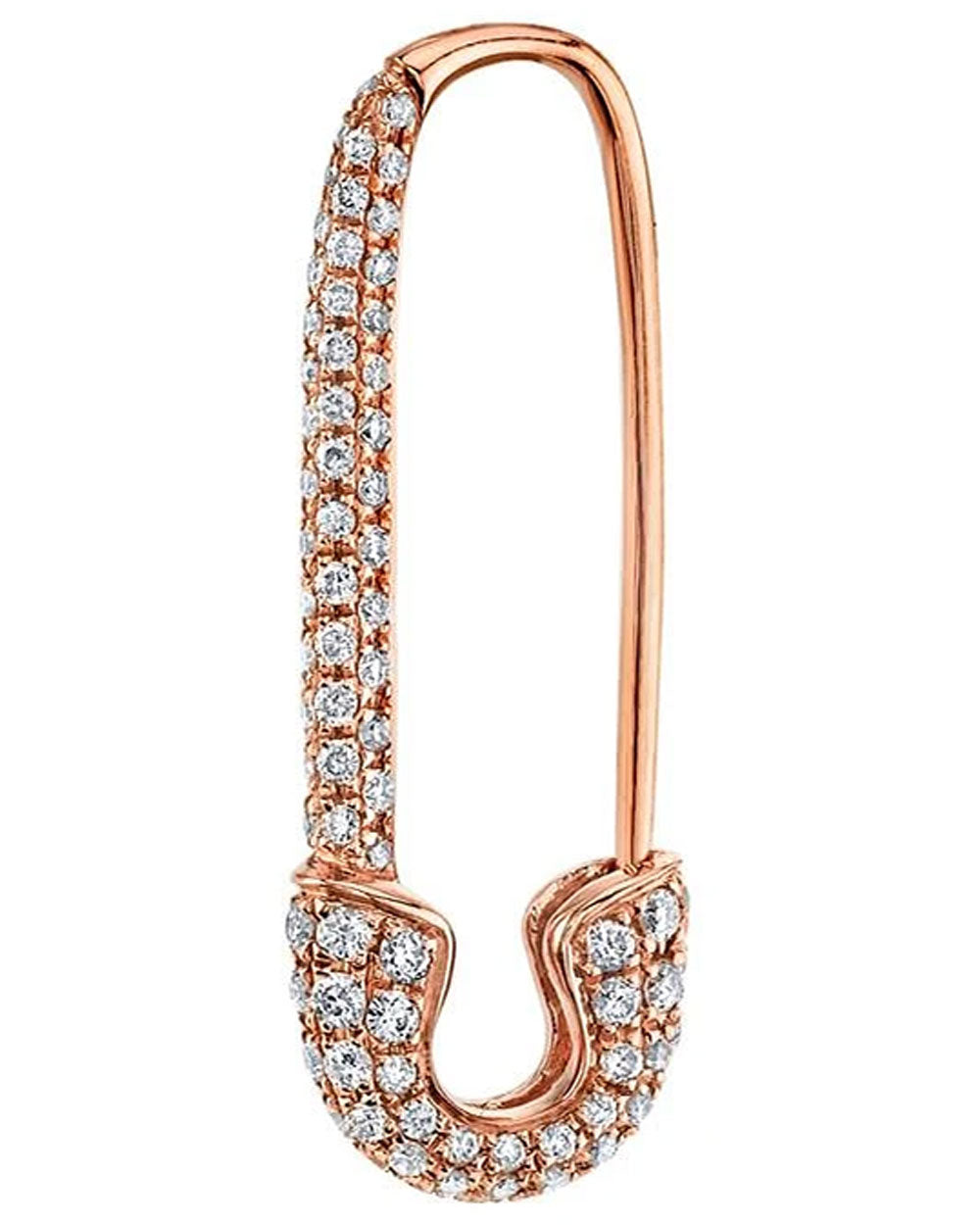 Rose Gold Pave Diamond Safety Pin Right Earring