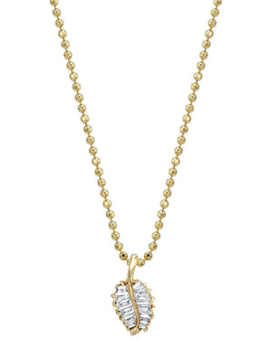 Yellow Gold Small Palm Leaf Diamond Necklace
