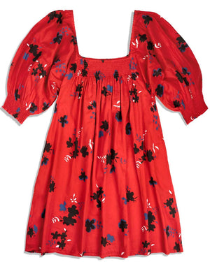 Red Aster Floral Inacea Mini Dress