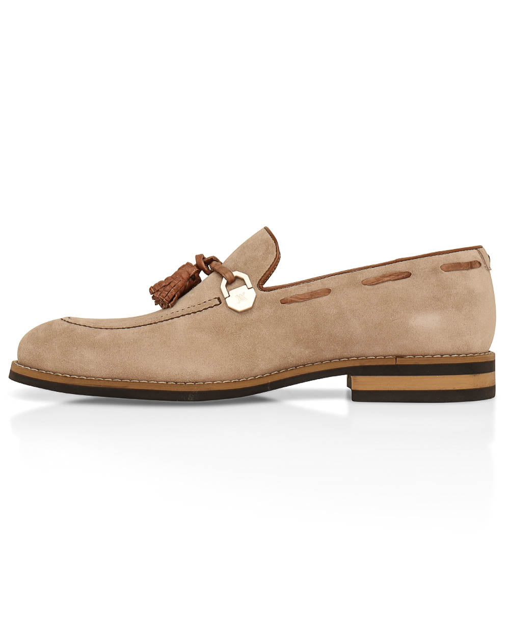 Fawn Monaco Suede Leather Tassel Loafer