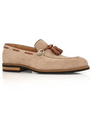Fawn Monaco Suede Leather Tassel Loafer
