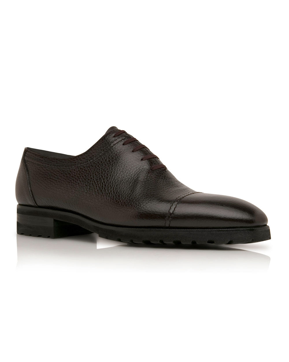 Pebbled Leather Oxford in Dark Brown