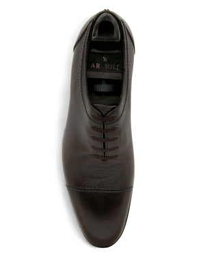 Pebbled Leather Oxford in Dark Brown