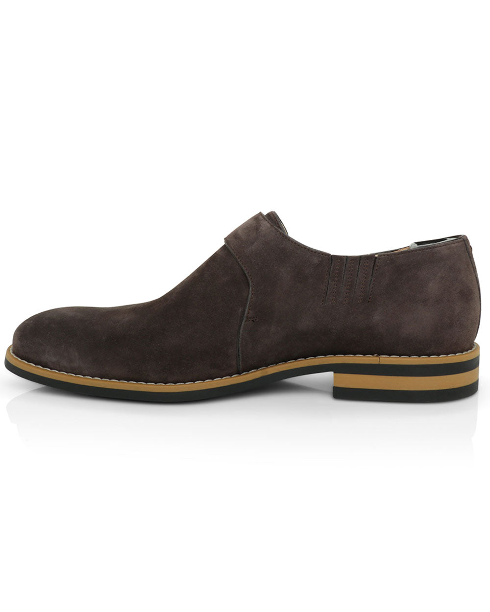 Monaco Suede Double Monk Loafer in Taupe