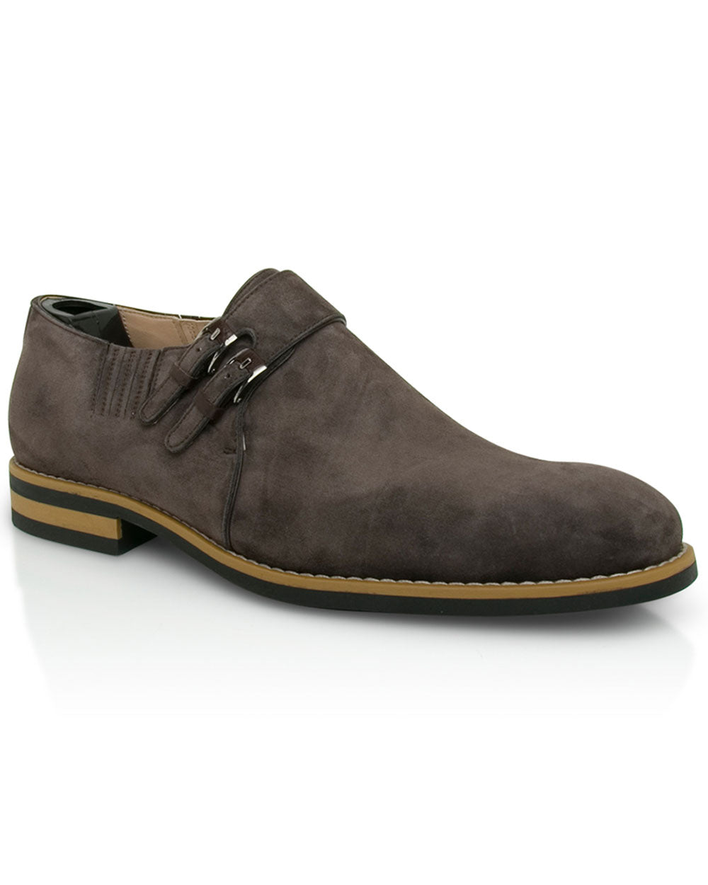 Monaco Suede Double Monk Loafer in Taupe