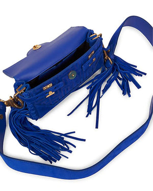 B-Buzz 19 Embossed Suede Shoulder Bag in Electric Blue