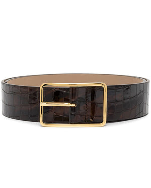 Bronze Gold Molly Croco Leather Belt