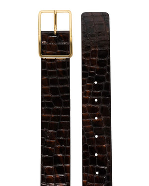 Bronze Gold Molly Croco Leather Belt