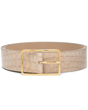 Light Taupe Molly Croco Leather Belt