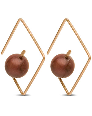 Rhodonite Orb Square Style Hoop Earrings