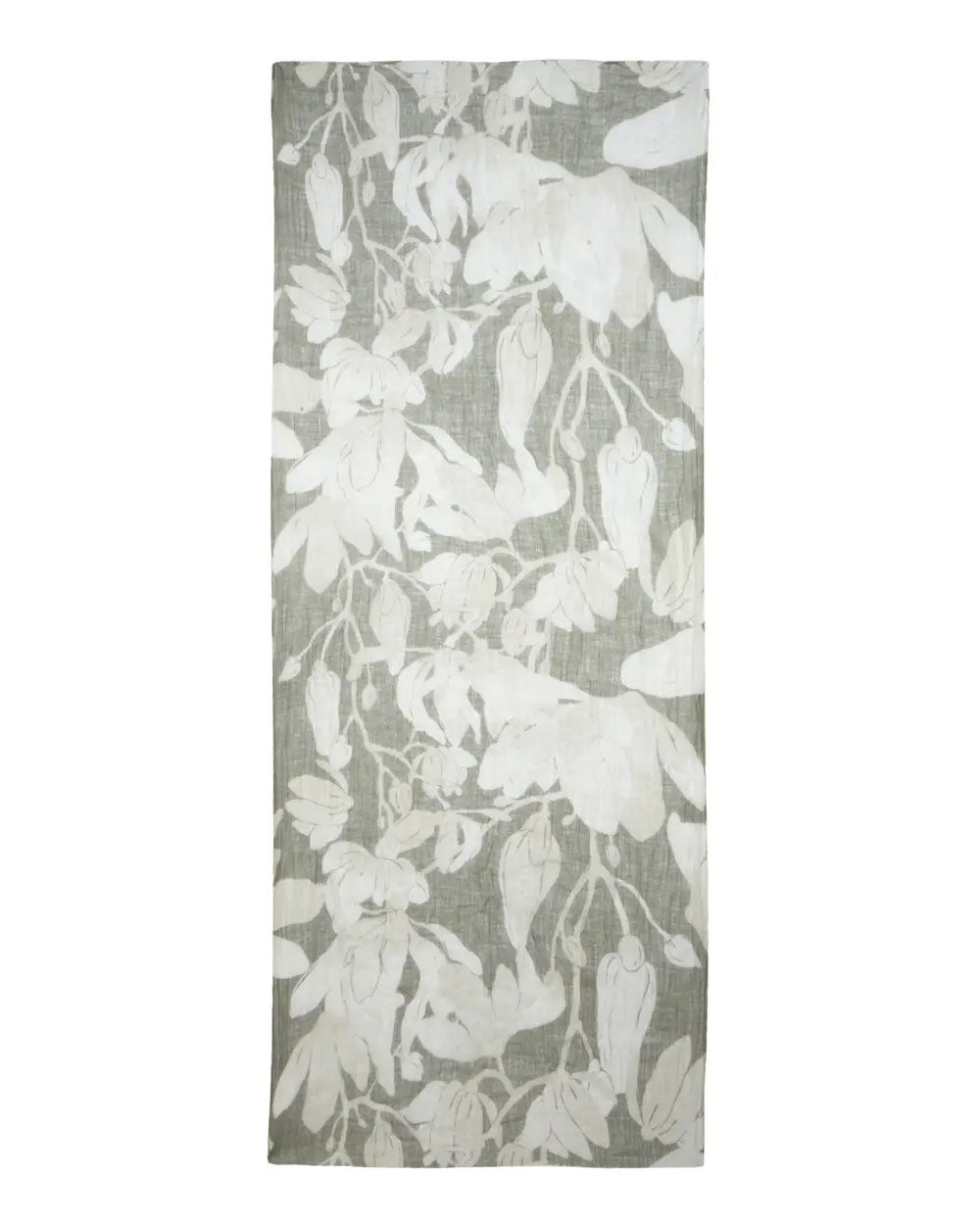 Floral Print Linen Scarf in Verde
