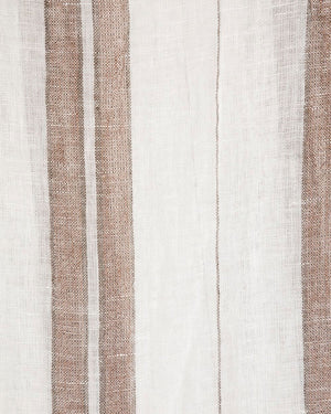 Linen Blend Striped Scarf in Brown