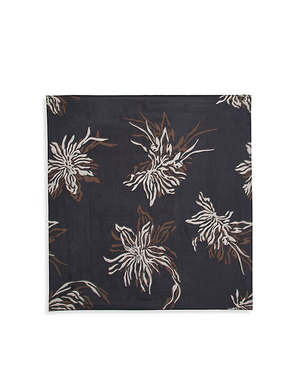 Marine Floral Ponge-Print Cotton Silk Foulard Scarf