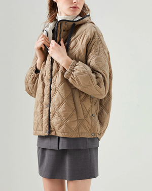 Camel Quilted Puffer Jacket
