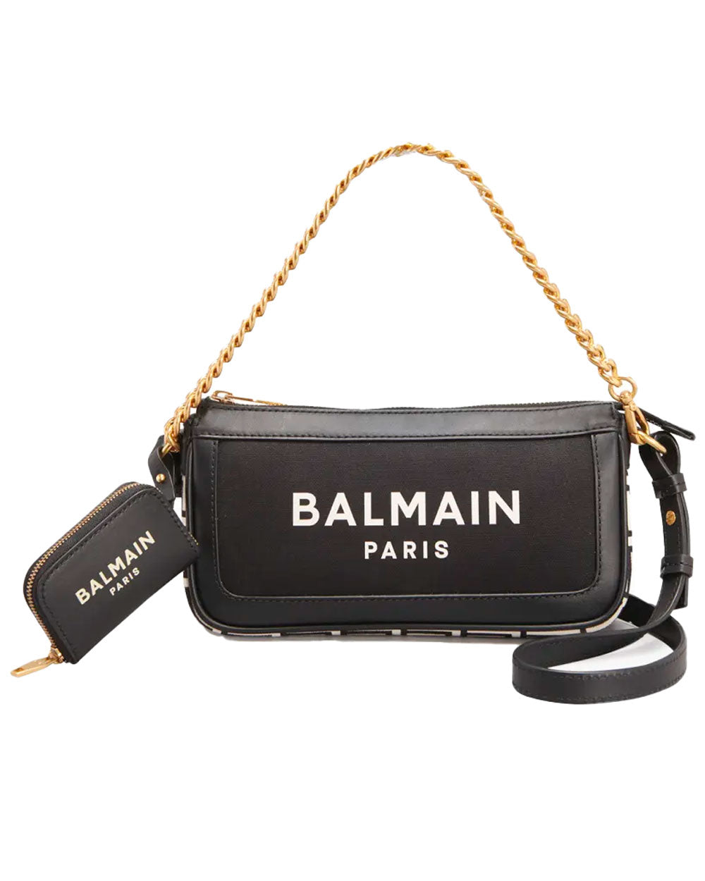 B-Army Logo Monogram Chain Pouch in Noir and Ivory