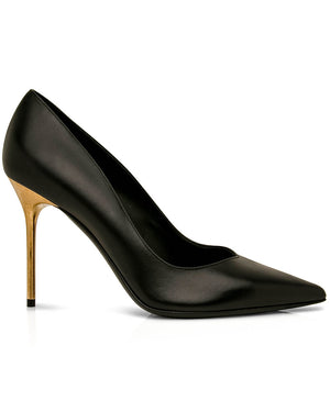 Black Leather Pointed Toe Pump