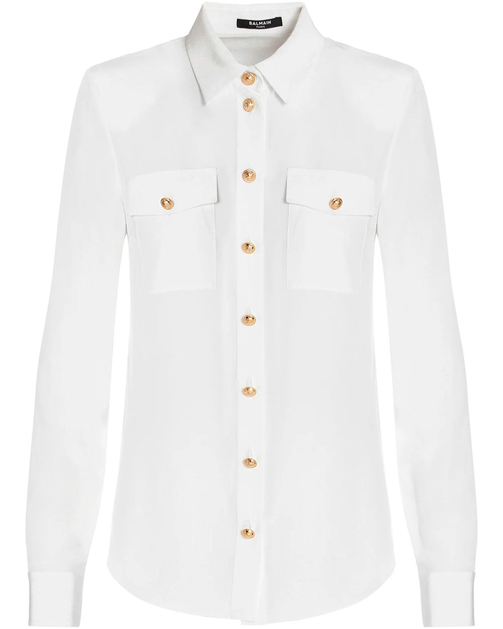 Blanc Crepe De Chine Button Shirt