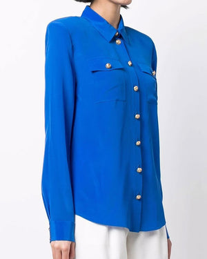 Blue Crepe De Chine Shirt