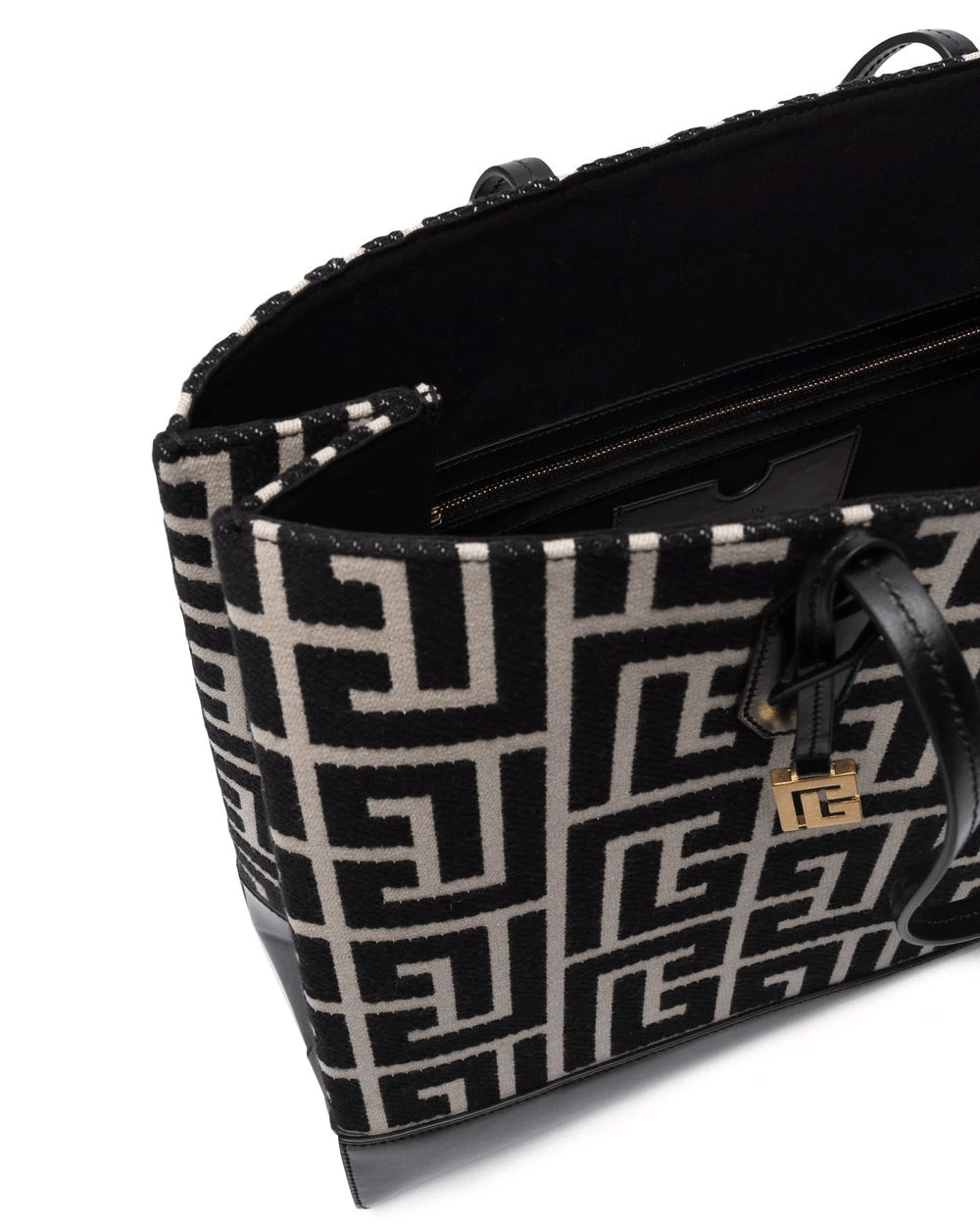 Monogram Folded Shopping Bag in Ivory and Black
