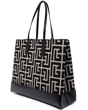 Monogram Folded Shopping Bag in Ivory and Black