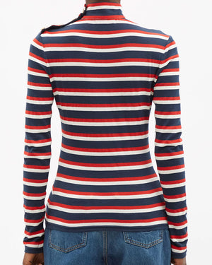Navy and Red Stripe Jersey Long Sleeve T-Shirt