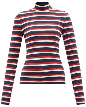 Navy and Red Stripe Jersey Long Sleeve T-Shirt