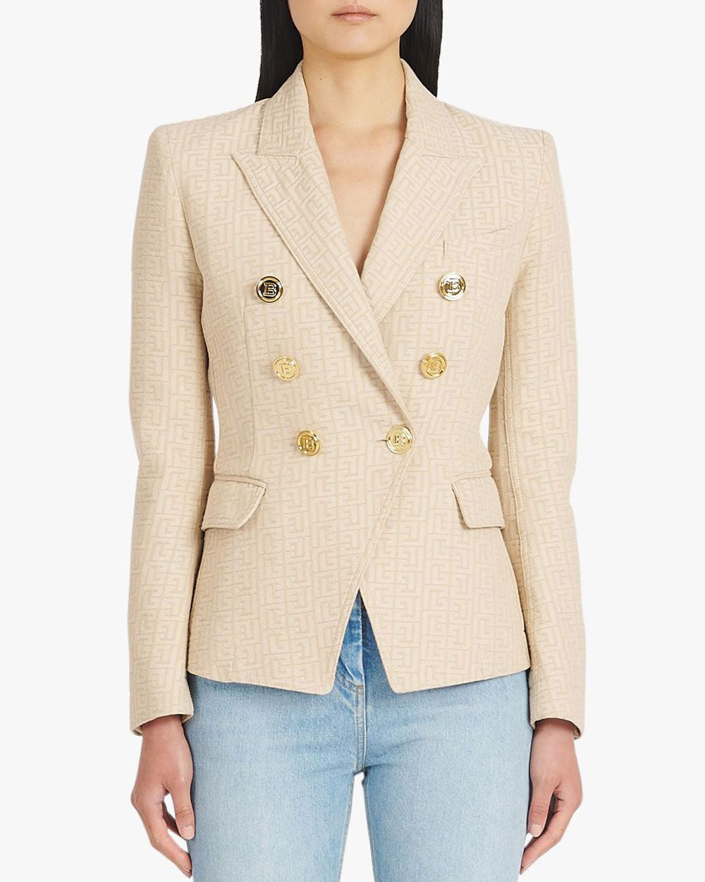 Casablanca Monogram-jacquard Cotton-blend Jacket In Nude