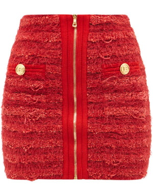 Rouge Tweed High Waisted Mini Skirt