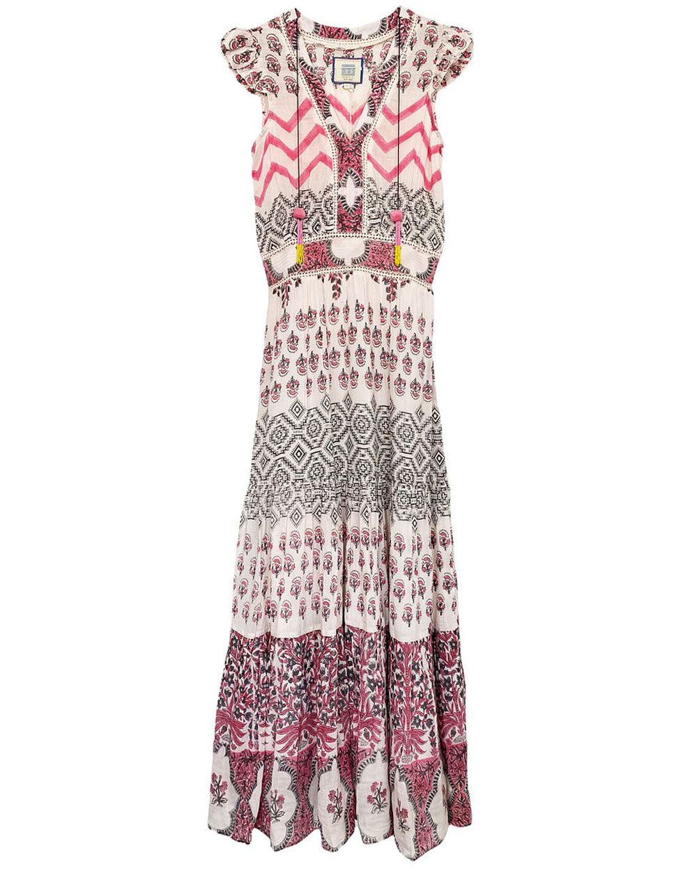 Coral and Grey Annabelle Maxi Dress
